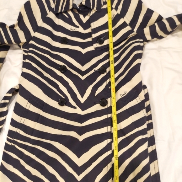 Coach Signature Zebra Pattern Lightweight Cotton Trench Coat Size S/P - Picture 10 of 11
